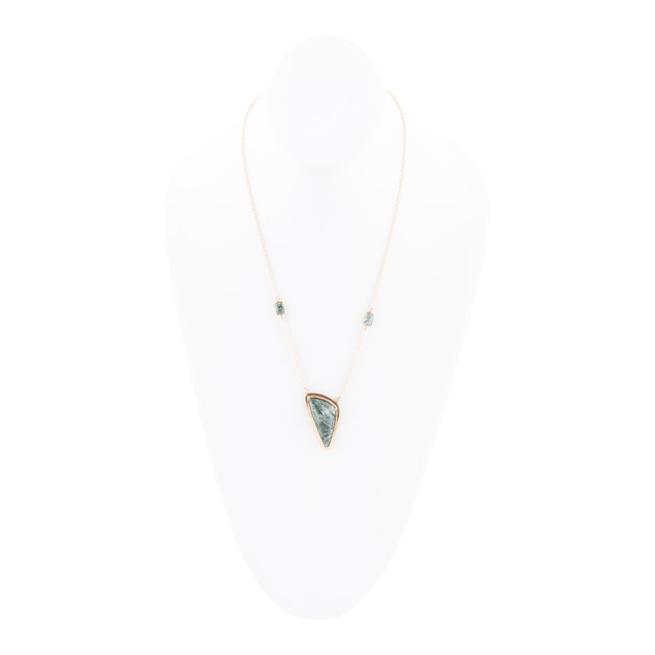 Alpine Green Seraphinite and Golden Necklace