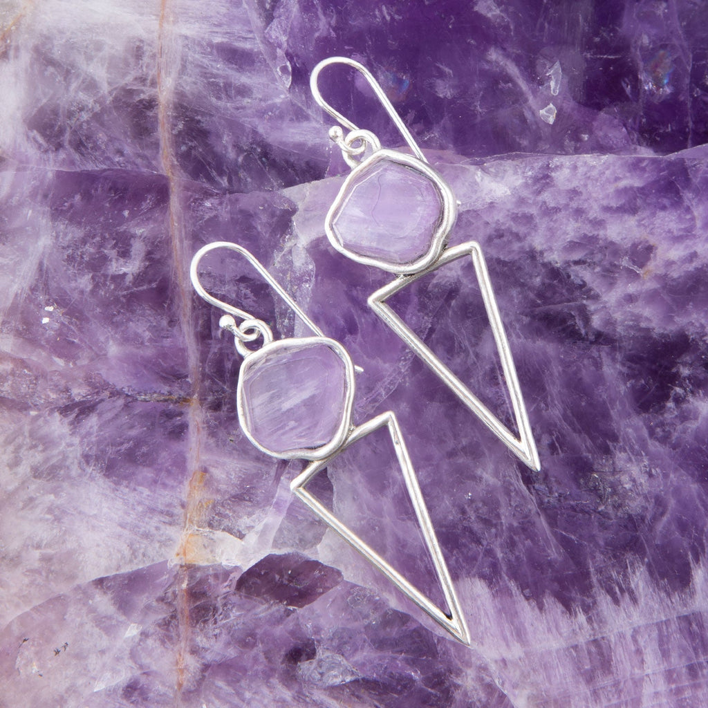 Amethyst Triangle Earrings