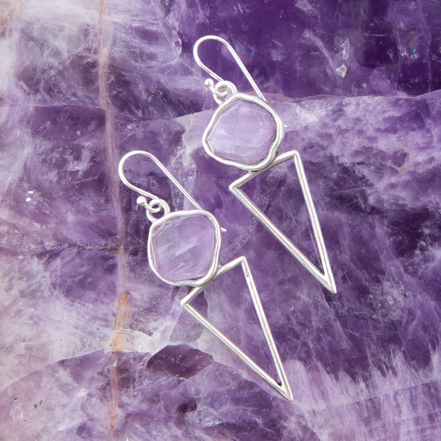 Amethyst Triangle Earrings