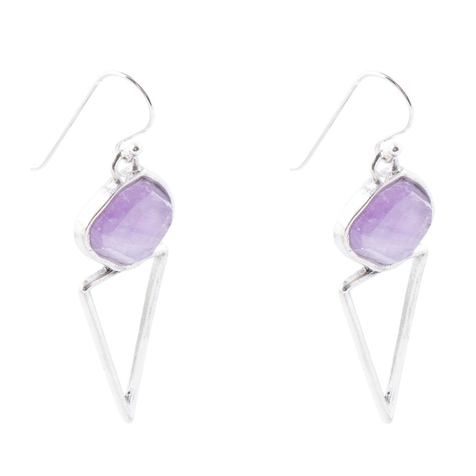 Amethyst Triangle Earrings