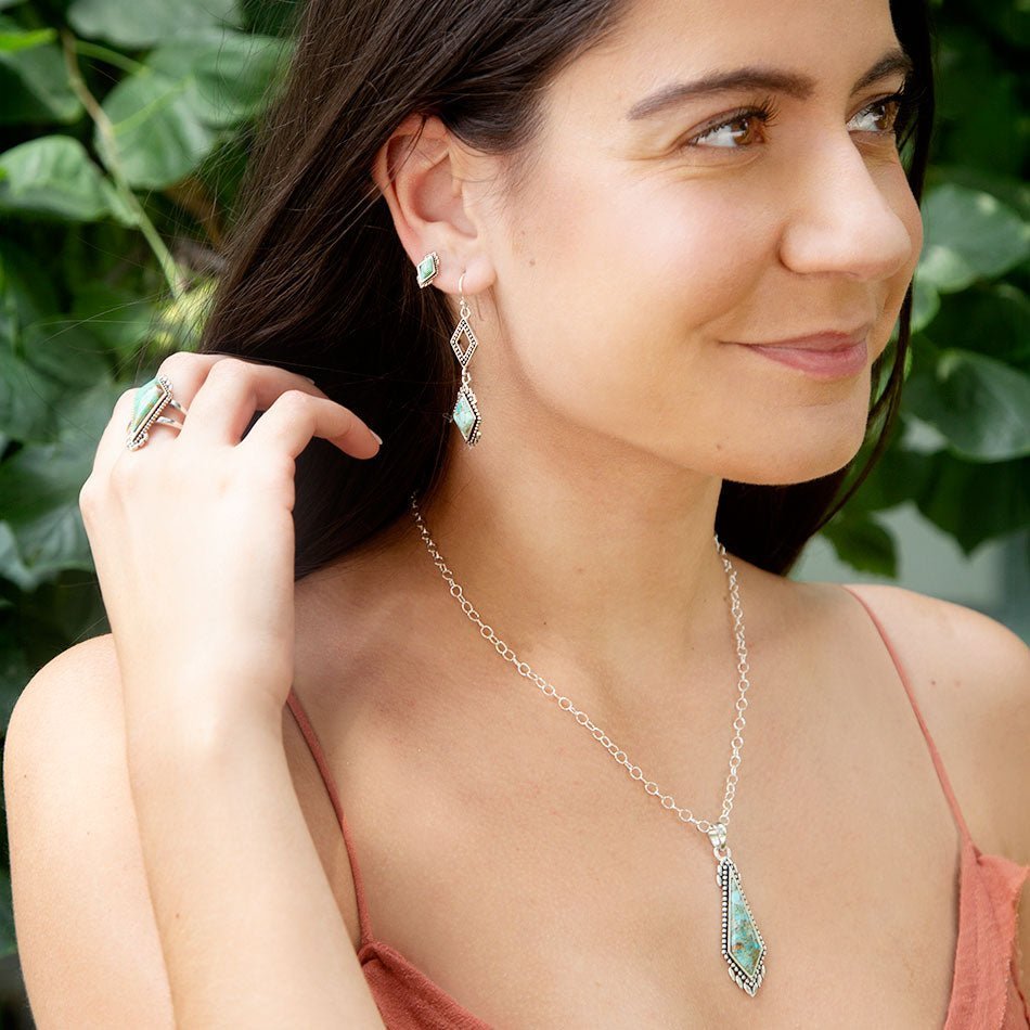 Anemone Petite Turquoise and Sterling Silver Stud Earrings