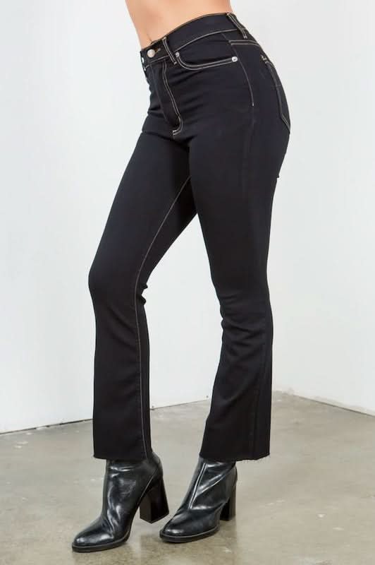 Ankle Cropped Flare Jean in Jet Black by GJG Denim