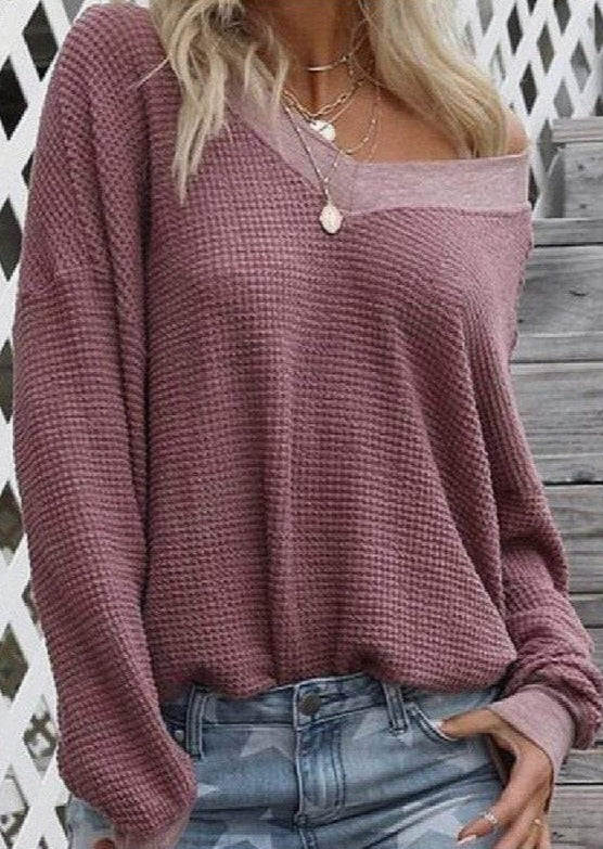 Asymmetric Neck One Shoulder Sweater