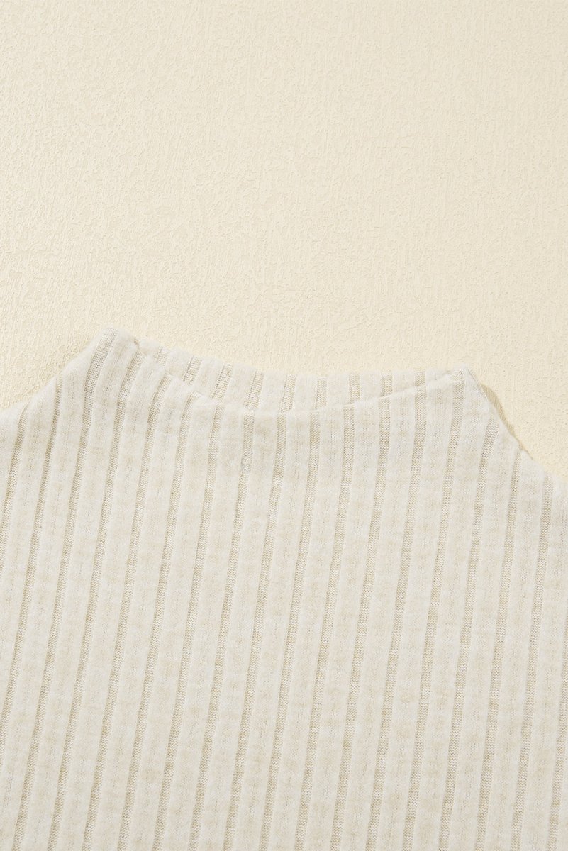 Apricot Ribbed Knit Mock Neck Tank Top by Love Salve by L...