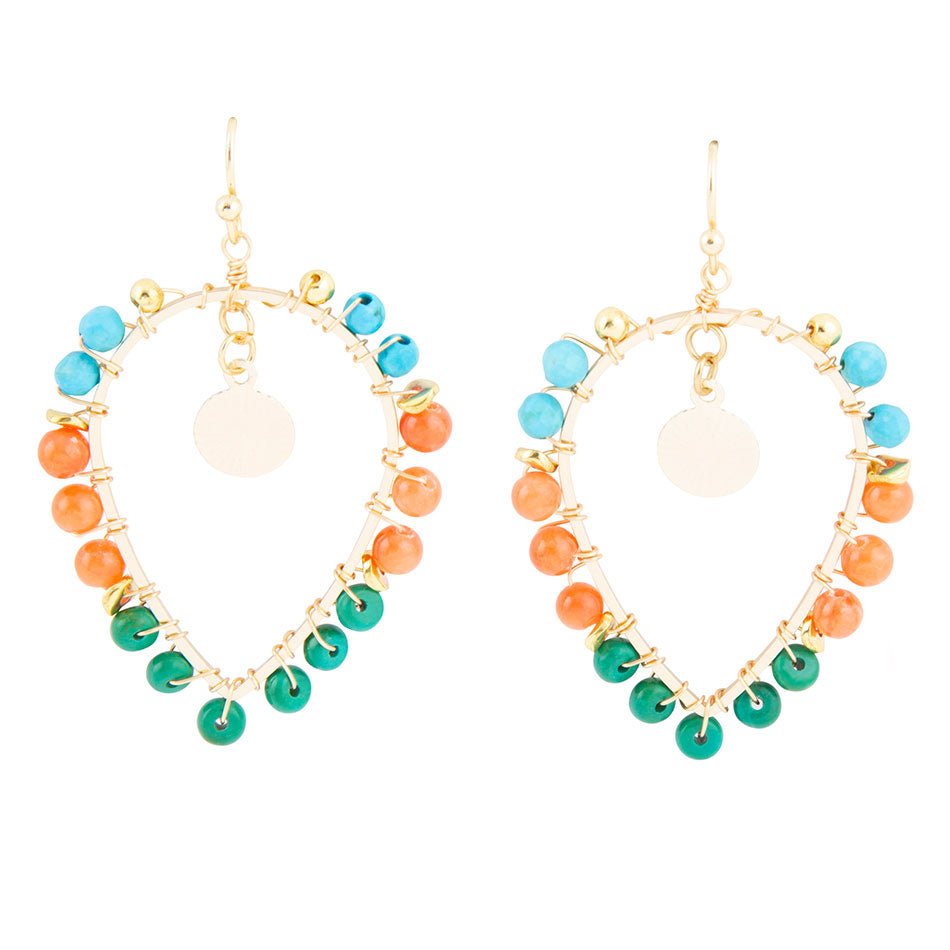Apricot Teals Multicolor Golden Statement Earrings