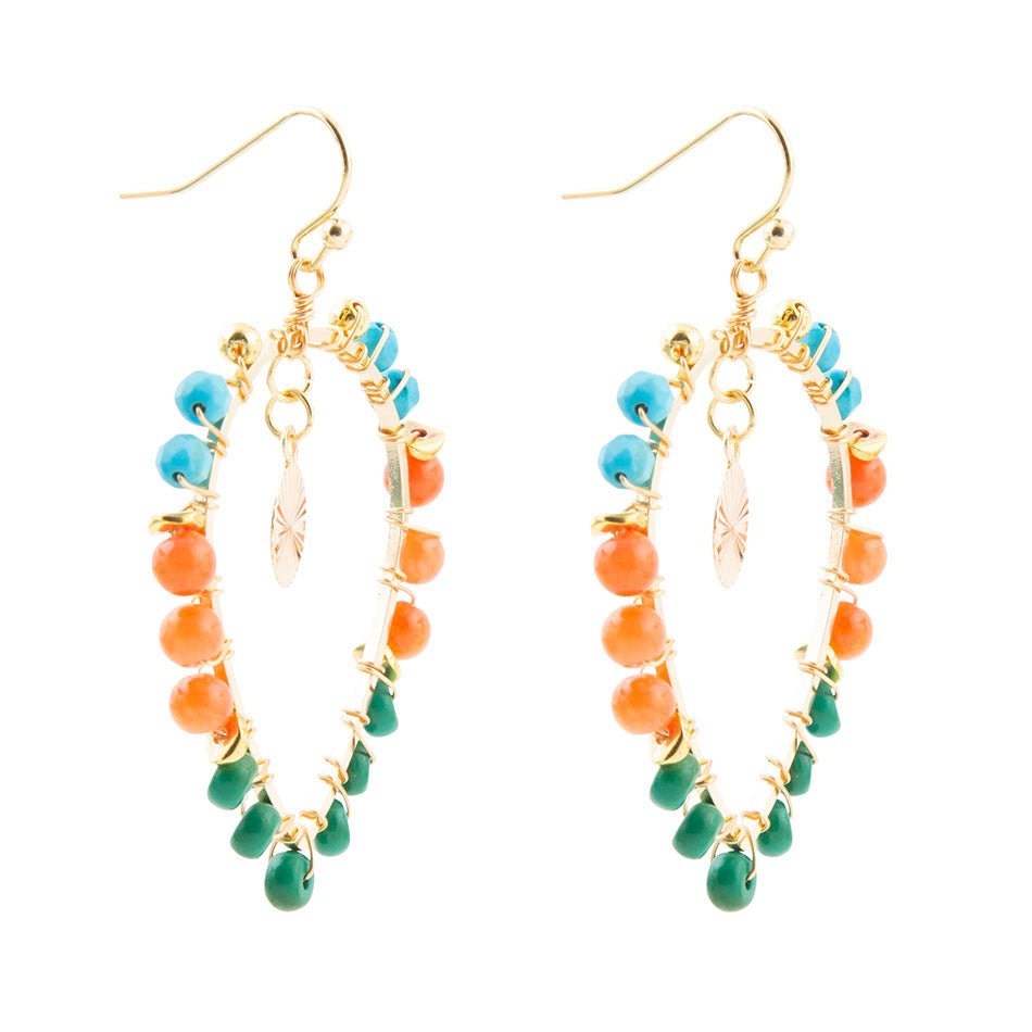 Apricot Teals Multicolor Golden Statement Earrings