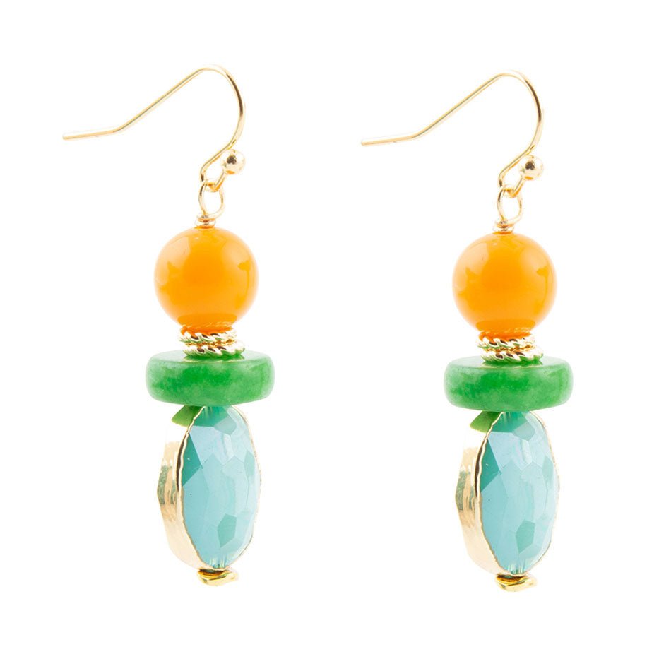 Apricot Colorful Golden Drop Earrings