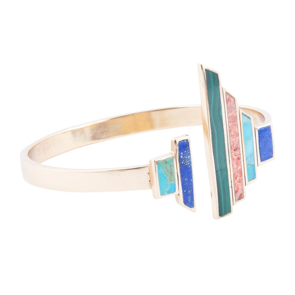 Art Deco Colorful Golden Statement Cuff