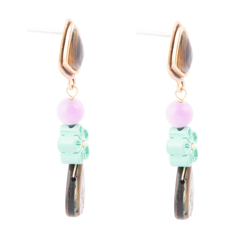 Aruba Blue Abalone Post Golden Drop Earrings