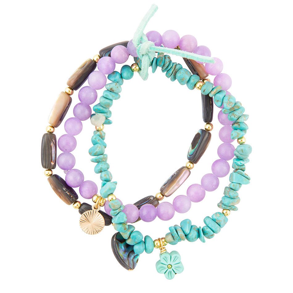 Aruba Blue and Purple Stretch Bracelet Set