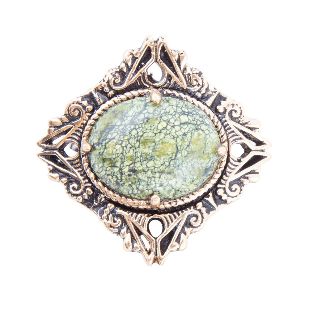 Aspen Green Serpentine Golden Statement Ring