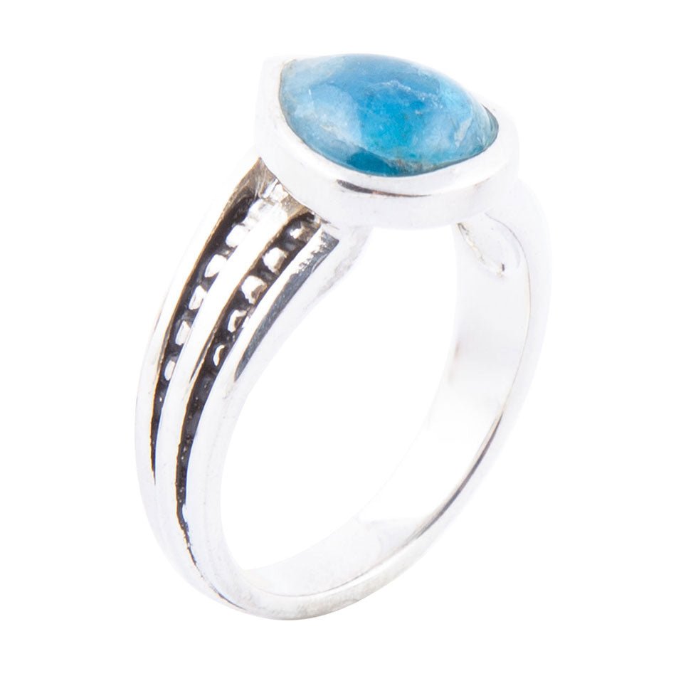 Astro Teardrop Blue Apatite and Sterling Silver Ring