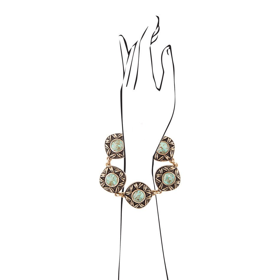 Avalon Blue Turquoise Golden Link Bracelet