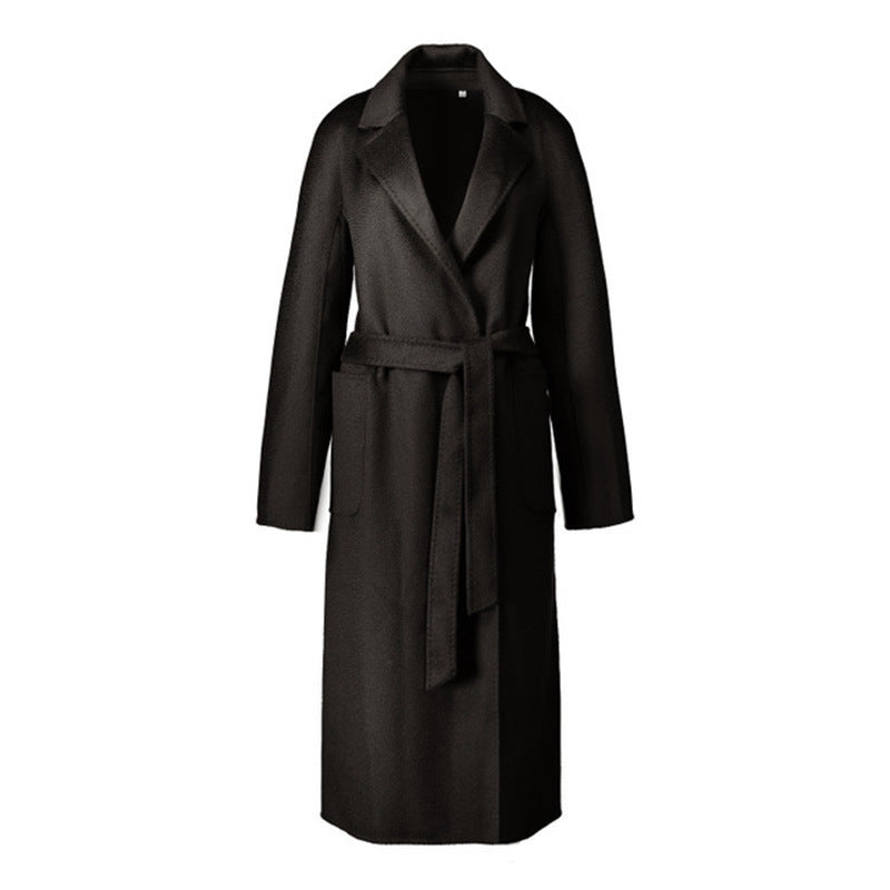Autumn And Winter Water Ripple Reversible Cashmere Coat High-end Bathrobe
