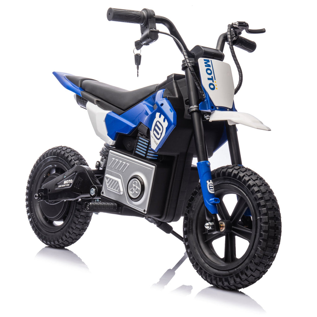 24V Kids Ride On Electric Toy Motocross Motorcycle,200W High Speed Hub Motor,Rear wheel shock absorber,Adjustable speed,LED breath lamp,Bluetooth,Music,Horn,Speeds 3.11-9.32MPH For Kids Aged 5-15.