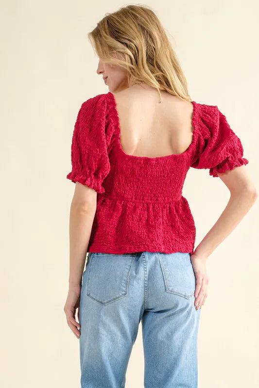 And The Why Lovely Textured and Smocked Top
