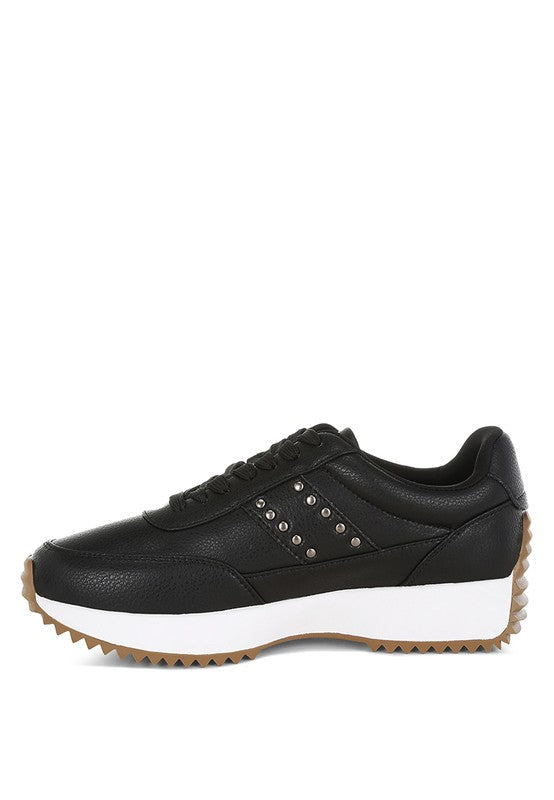 Athion Studded Real Leather Sneakers