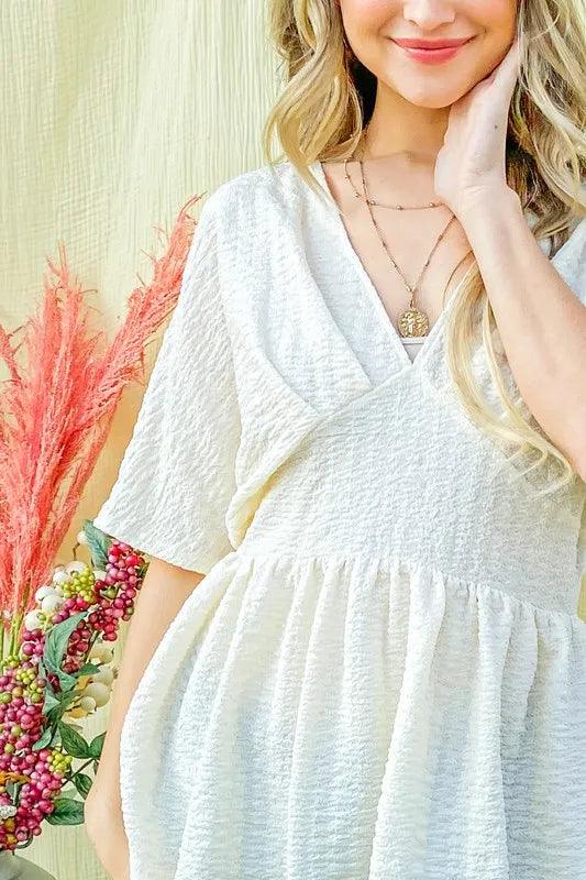 And The Why Textured and Soft V Neck Casual Top