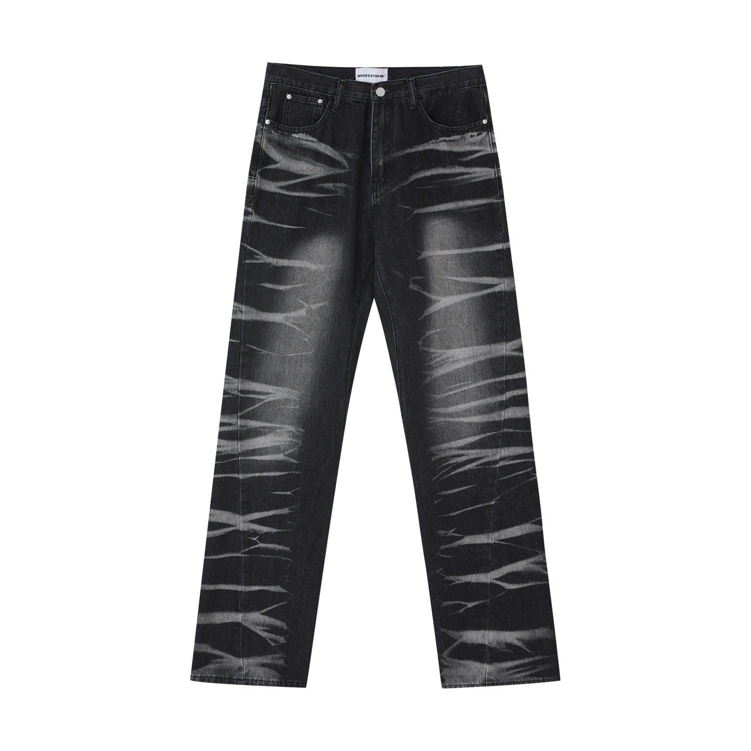 Avant-garde Street Washed Corrugated Straight Jeans Men And Women