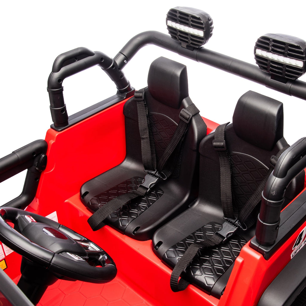 24V Two-Seater Kids Ride On Truck Car W/Parents Control,200w*2,Seat width 20.28in,Four-wheel Suspension,LED Lights,Music,MP3,Bluetooth,Two independent seat belts,Suitable for off-road For Kids Aged 3+