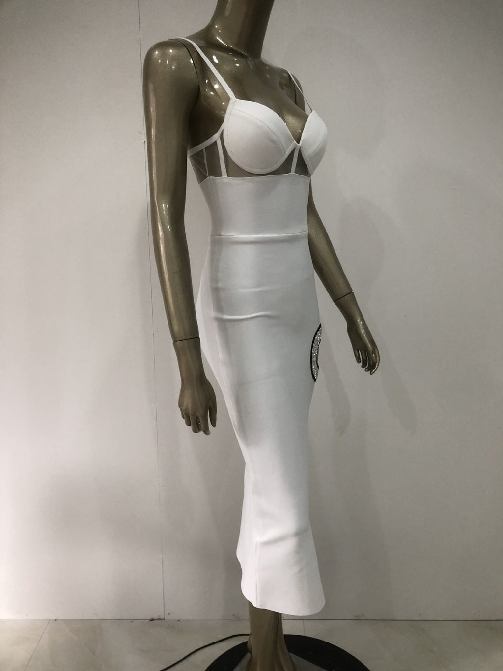 Bandage European And American Fashion White Suspender Party Formal Dress