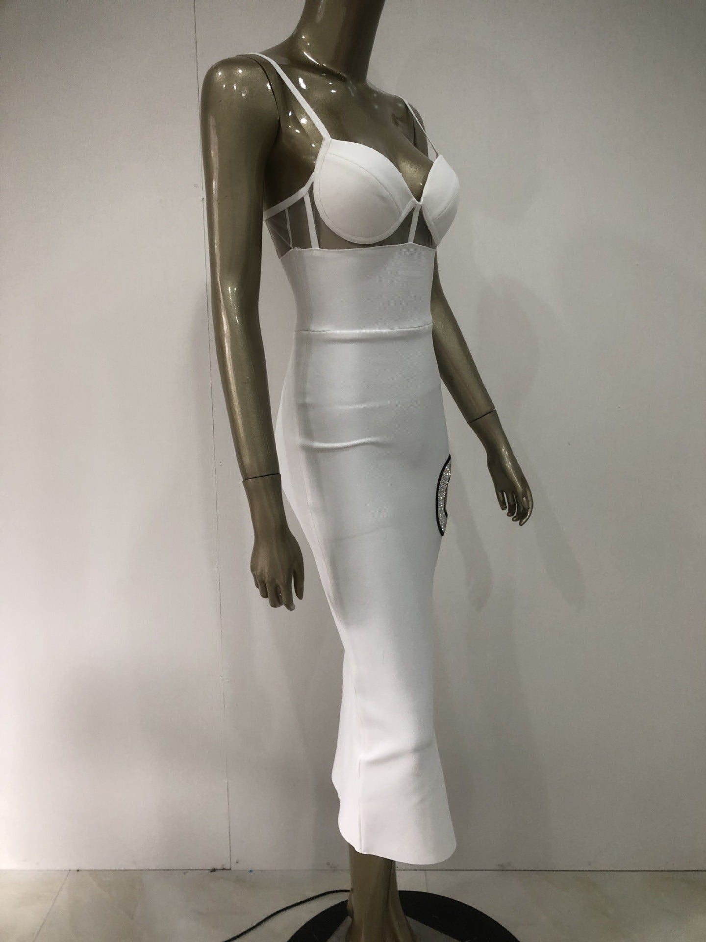 Bandage European And American Fashion White Suspender Party Formal Dress