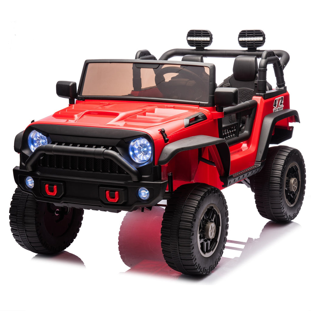 24V Two-Seater Kids Ride On Truck Car W/Parents Control,200w*2,Seat width 20.28in,Four-wheel Suspension,LED Lights,Music,MP3,Bluetooth,Two independent seat belts,Suitable for off-road For Kids Aged 3+