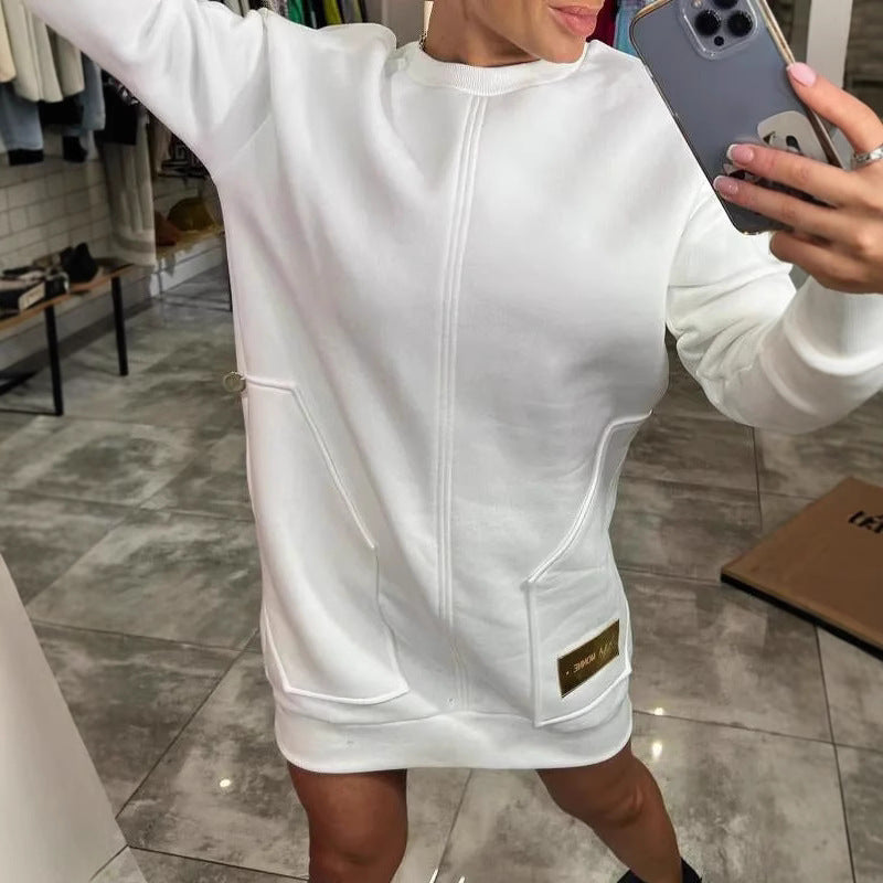 Autumn New Solid Color Loose Casual Knitted Dress