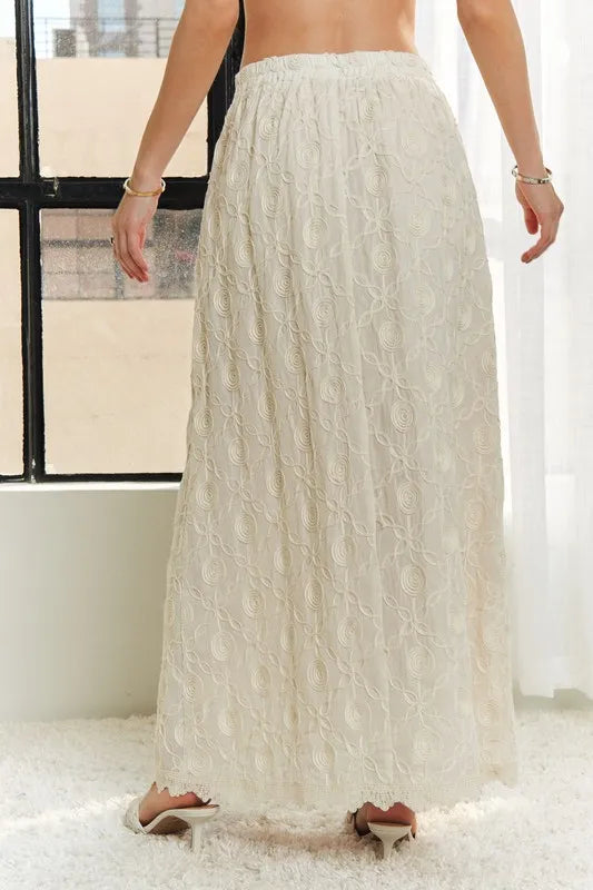 ADORA Elastic Waist Applique Maxi Skirt