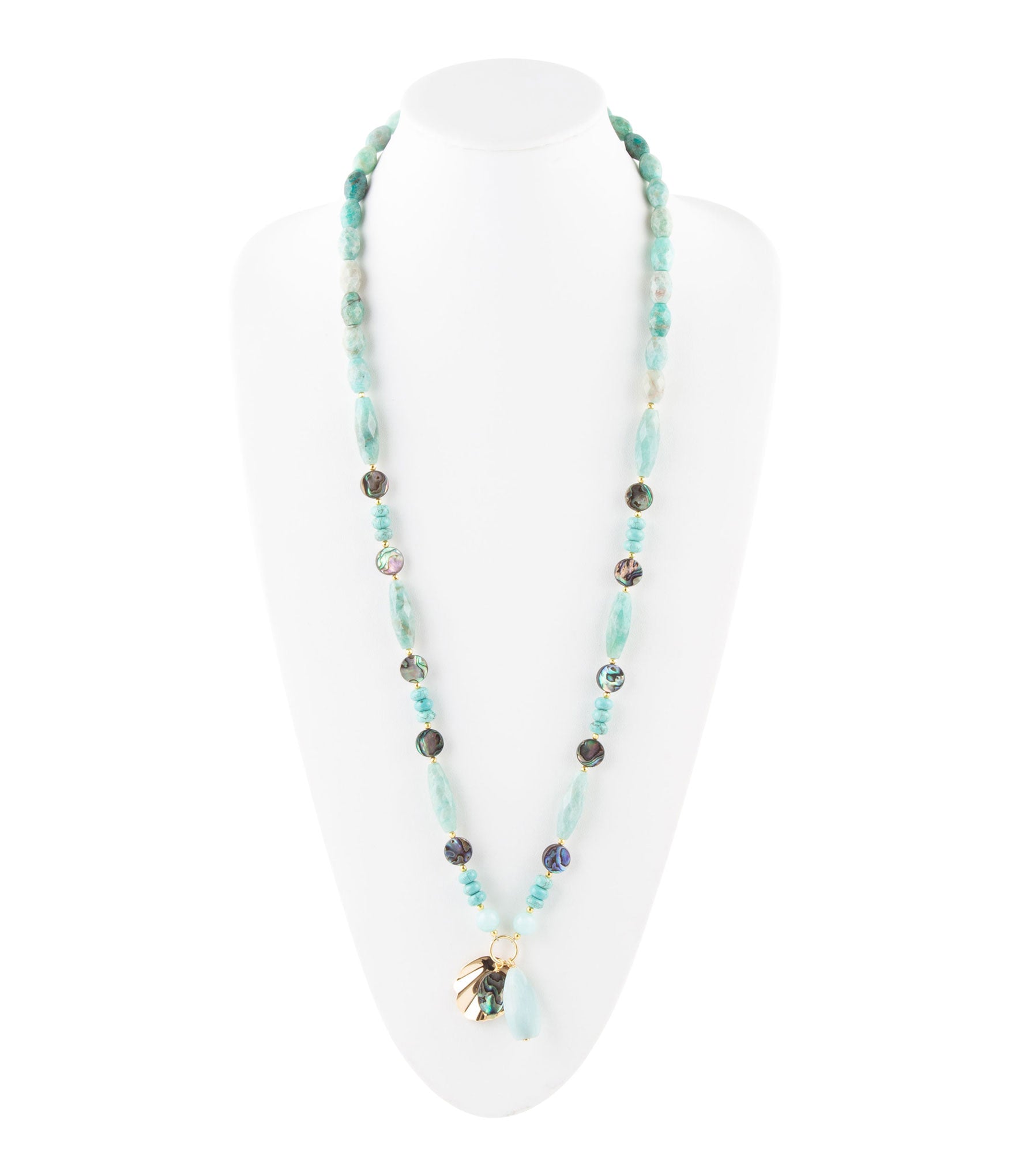 Baja Amazonite and Abalone Long Necklace