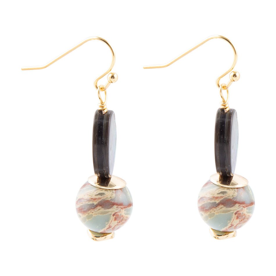 Baja Mint Jasper and Abalone Earrings