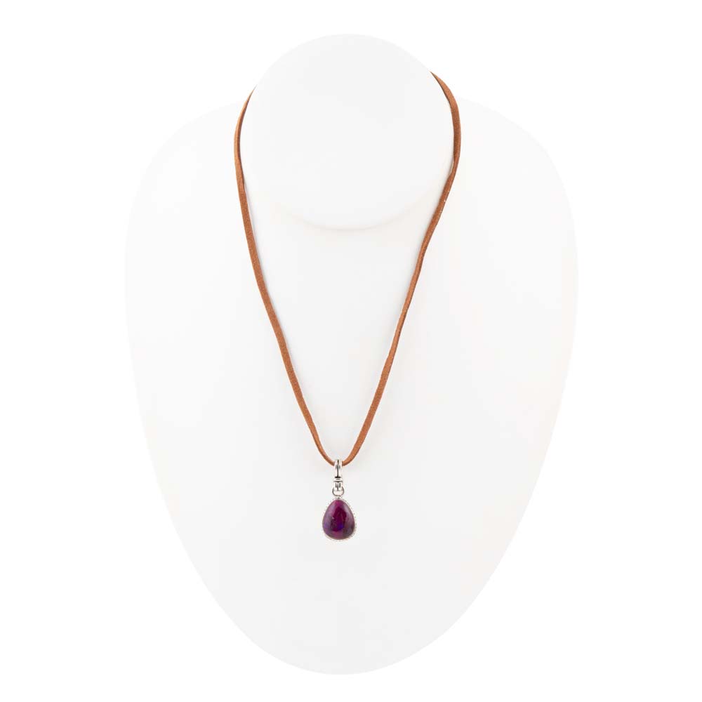 Basic Purple Turquoise and Sterling Silver Pendant Necklace