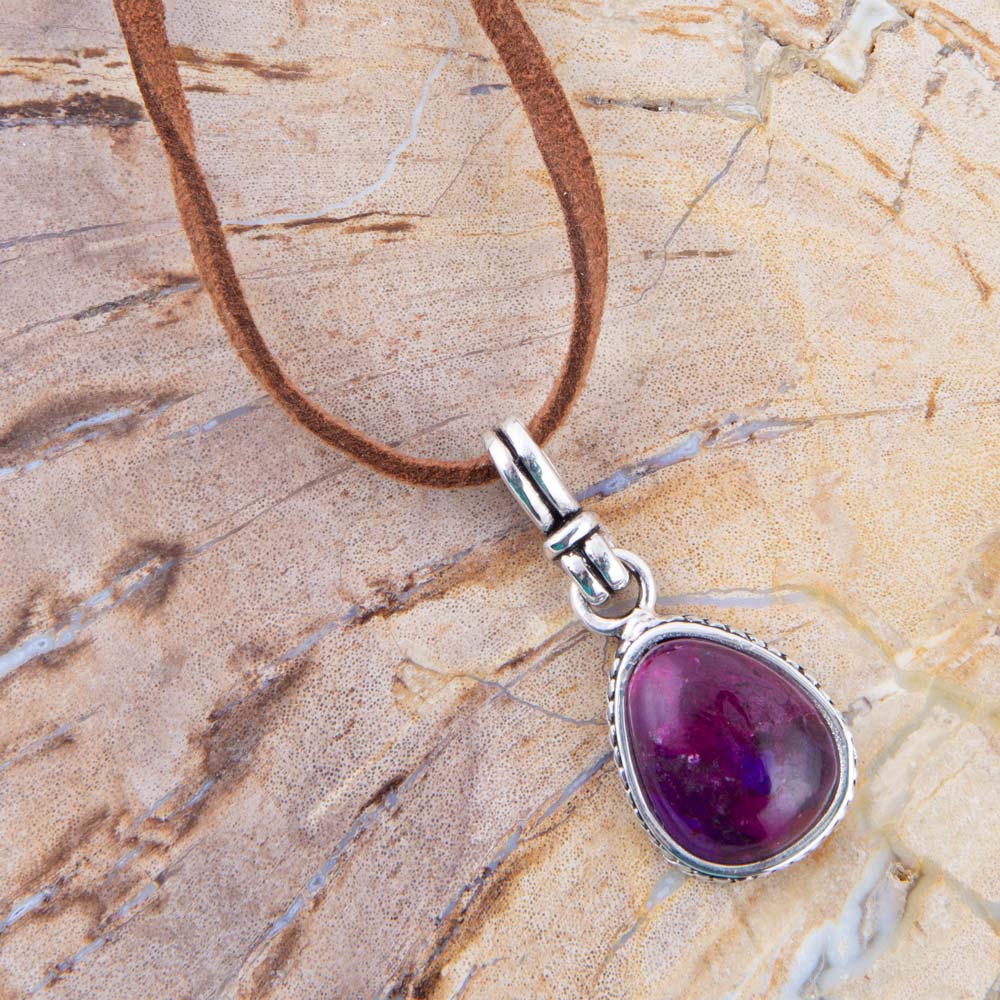 Basic Purple Turquoise and Sterling Silver Pendant Necklace