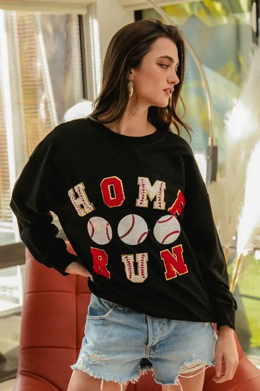 Baseballs Homerun Patches French Terry Sweatshirt