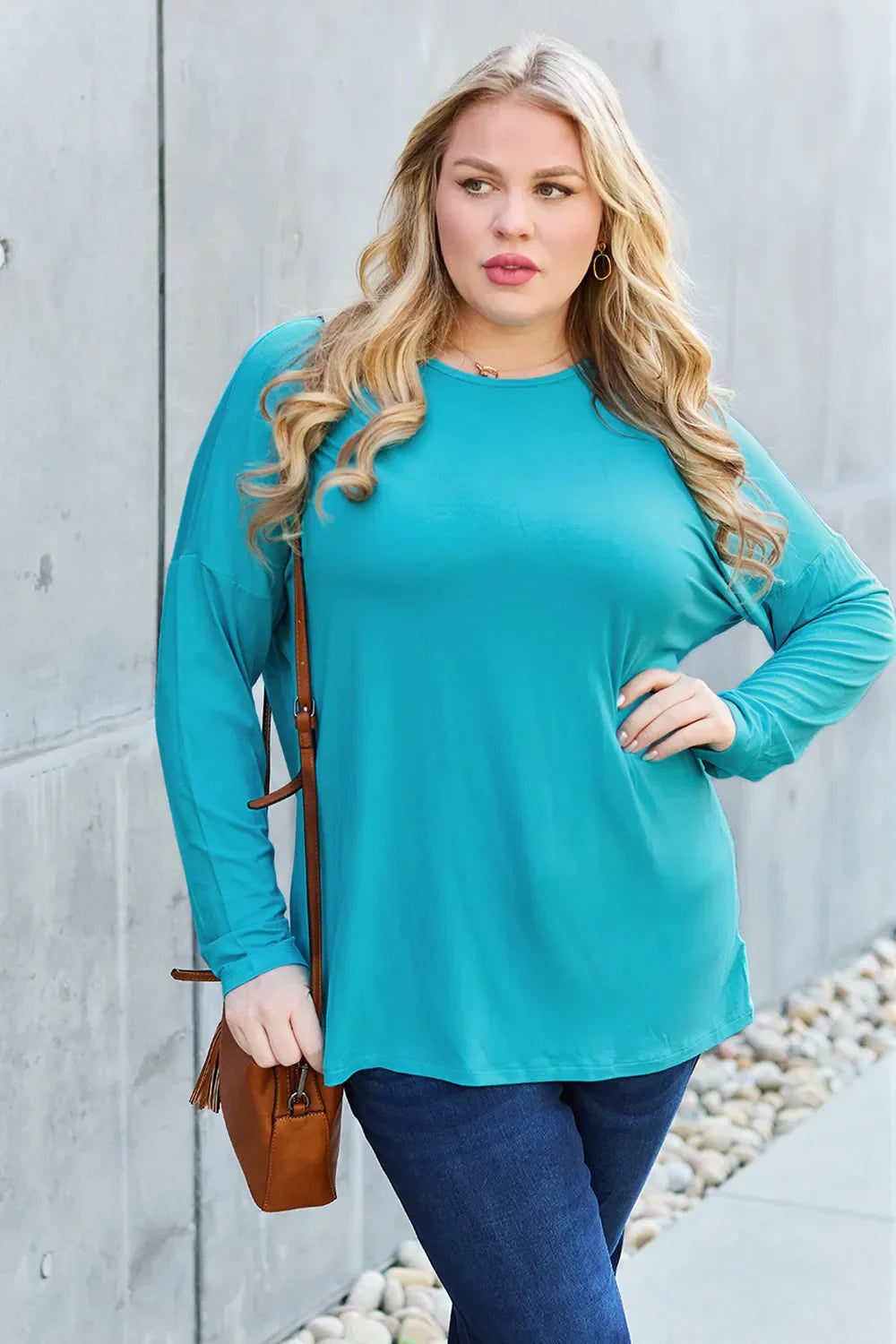 Basic Bae Round Neck Dropped Shoulder T-Shirt