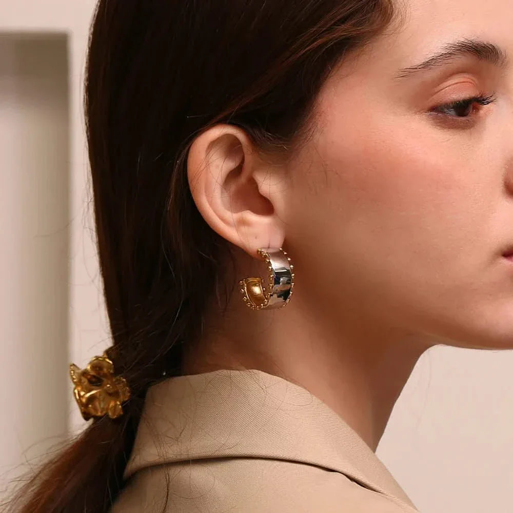 Bead Edge Hoop Earrings