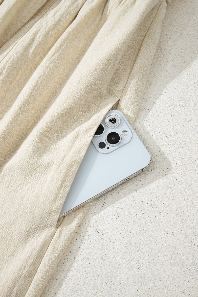 Beige Sleeveless Wide Leg Jumpsuit with Ruched High Waist Design