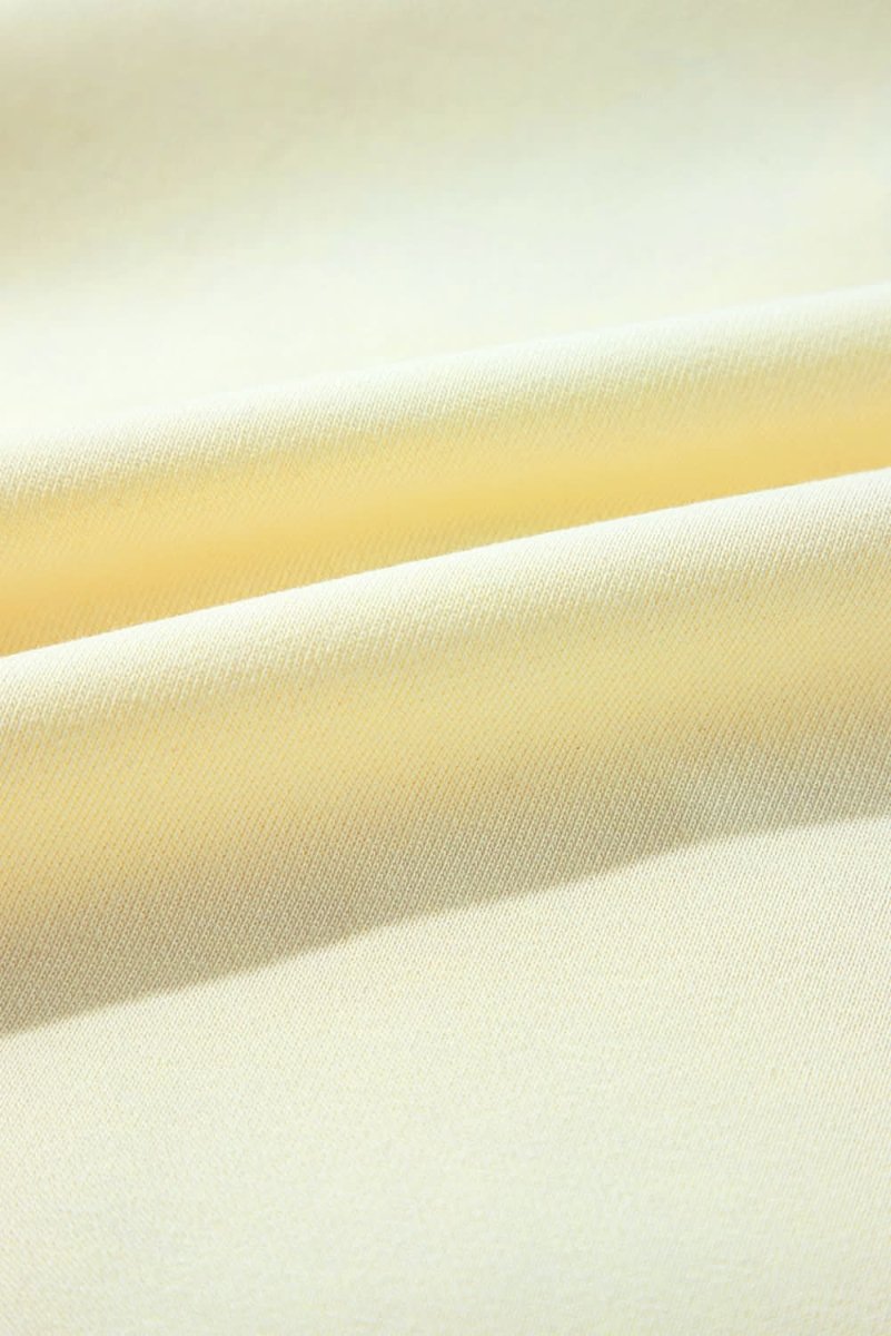 Beige Tinsel Flower Dropped Puff Sleeve Sweatshirt