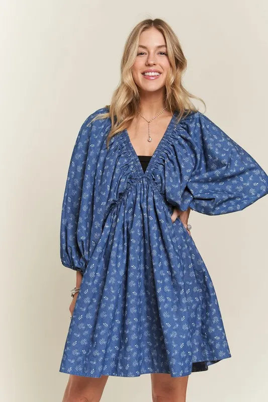 ADORA Batwing Sleeves Floral Dress