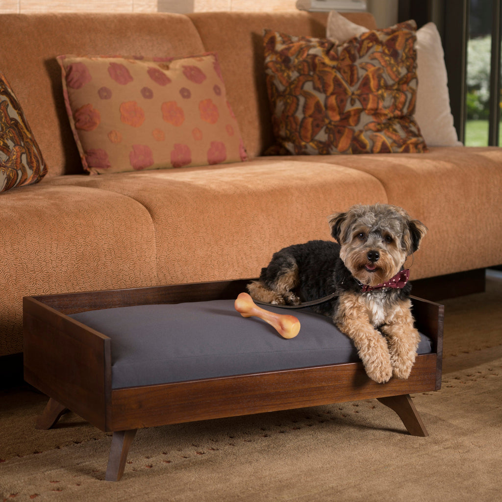 Acacia Wood Dog Bed with High-quality Mattress
