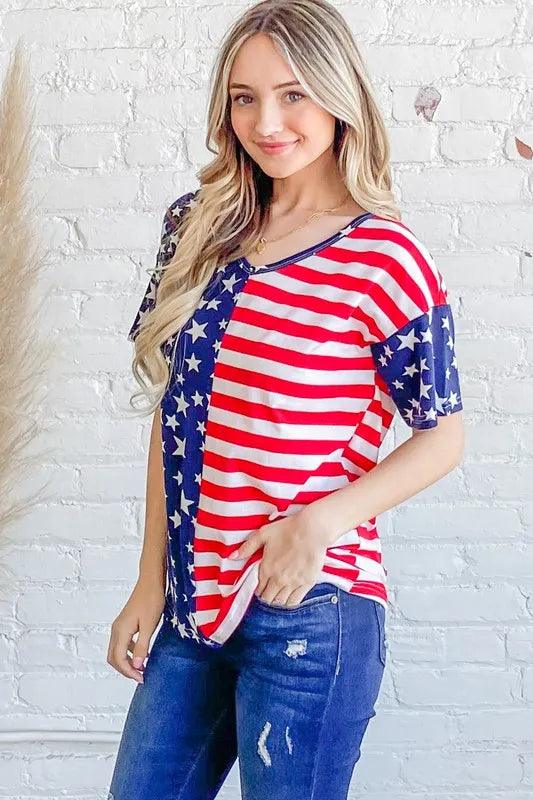 And The Why American Flag Short Sleeve Top