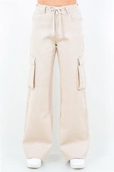 American Bazi Drawstring Wide Leg Cargo Pants