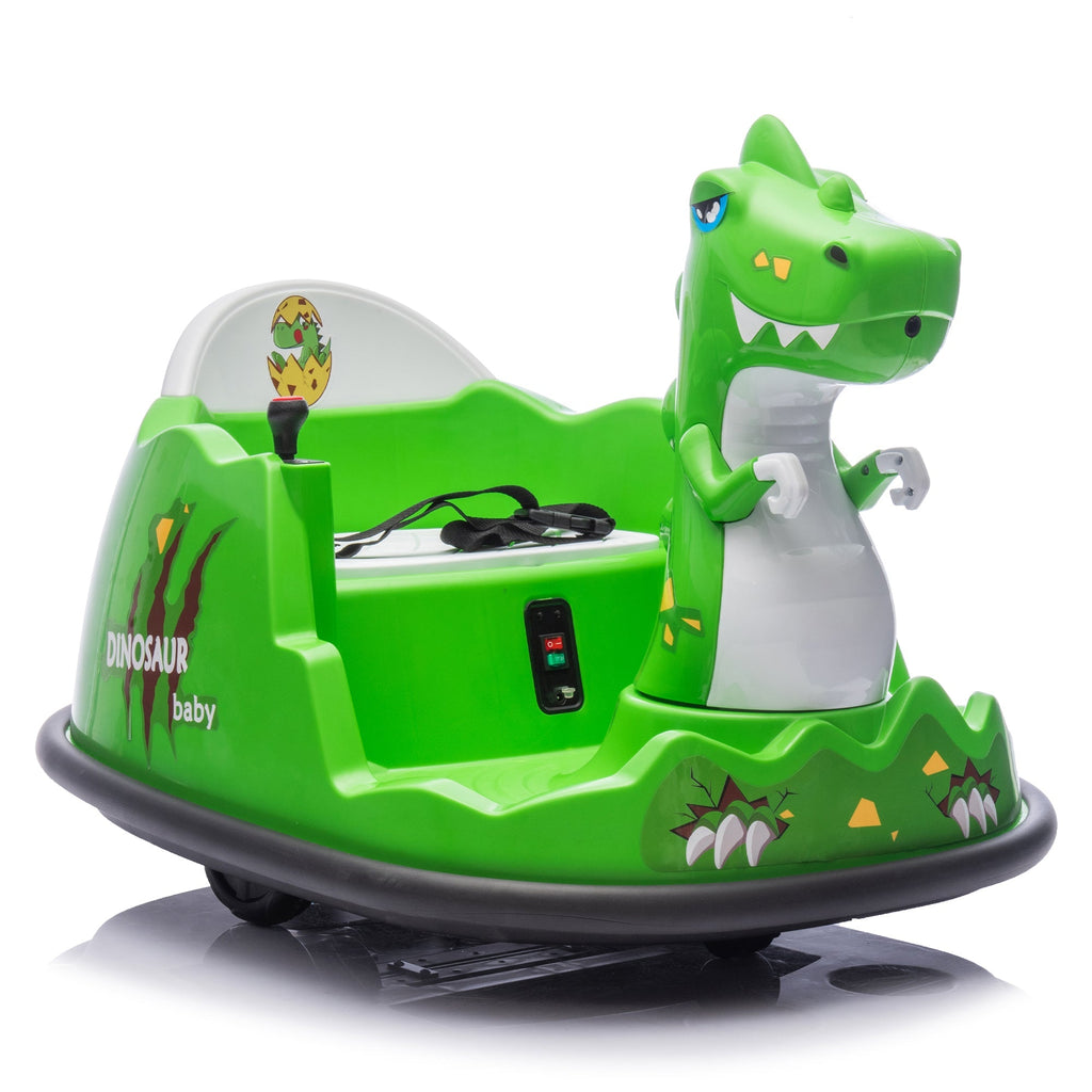 12V Kids Ride On Bumper Car W/Parents Control,Dinosaur Shape & Element Design,2WD,Spray With Light,360 Degree Rotation,Safety Anti-Collision Strip,Switchable music,Large Size Seat Design For Kids 2-5.