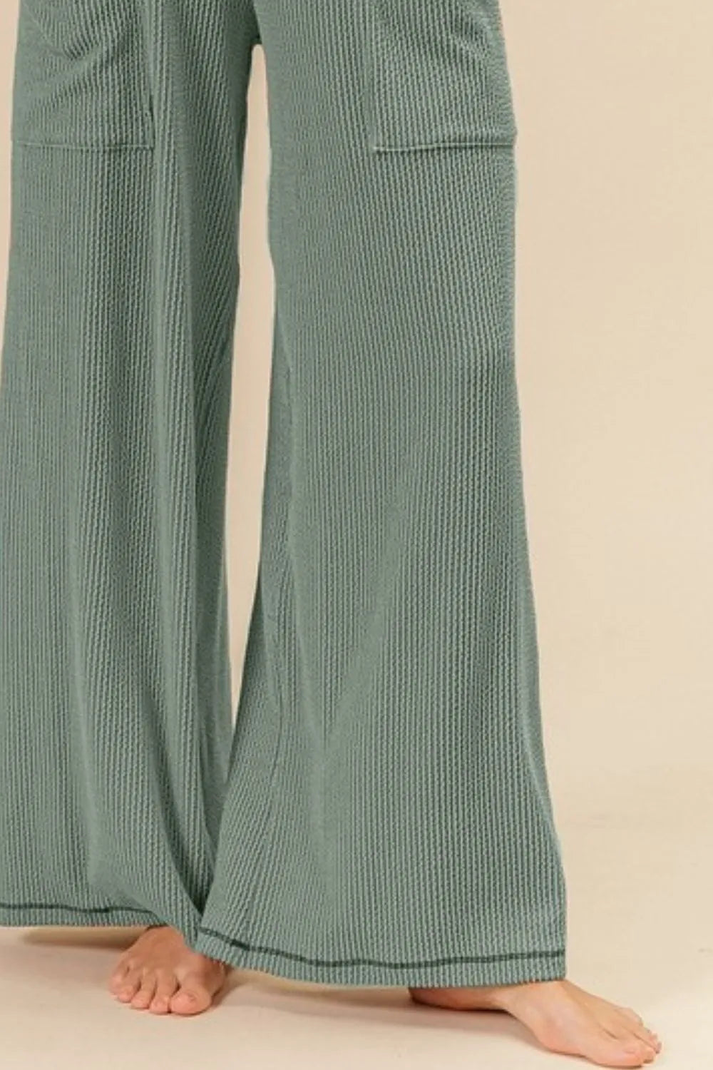 2tone Cord Rib Waist Band Side Pocket Pants