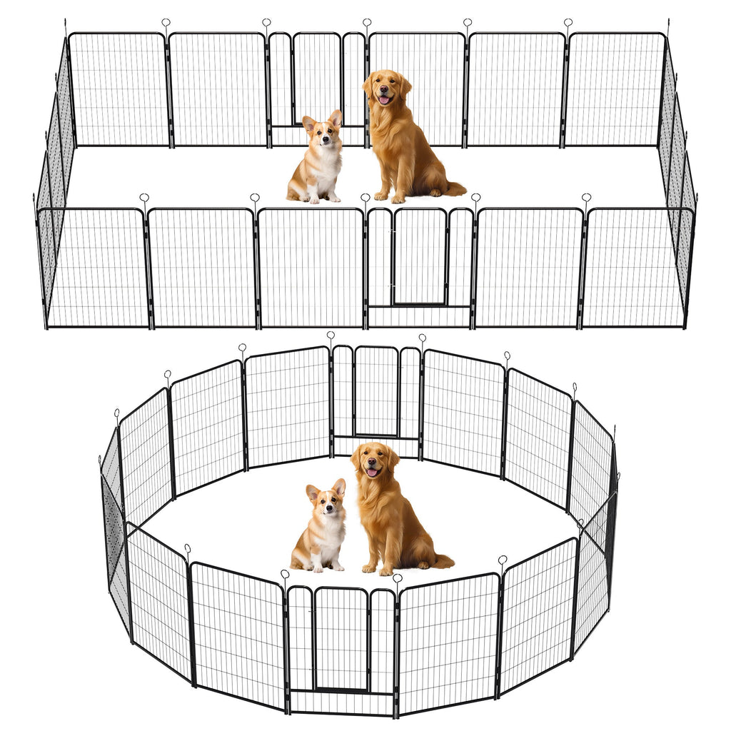 16 Panels Heavy Duty Metal Playpen with Self-Locking Gate, Extra Tall 40' Dog Fence Pet Exercise Pen for Outdoor and Indoor-Easy Setup Exercise Pen for Large Dogs