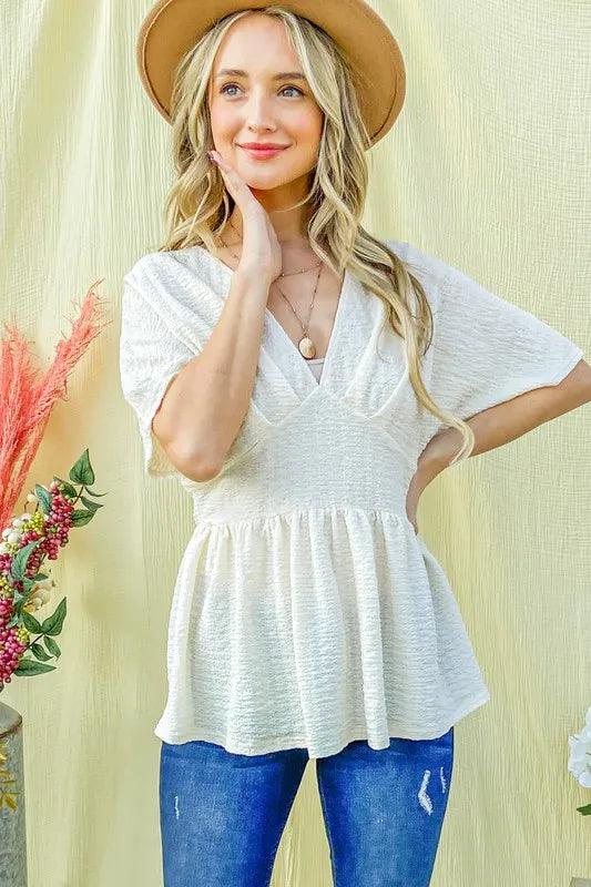 And The Why Textured and Soft V Neck Casual Top