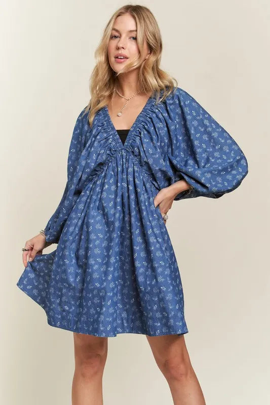 ADORA Batwing Sleeves Floral Dress