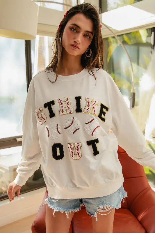 Baseballs Strikeout Patches French Terry Sweatshirt