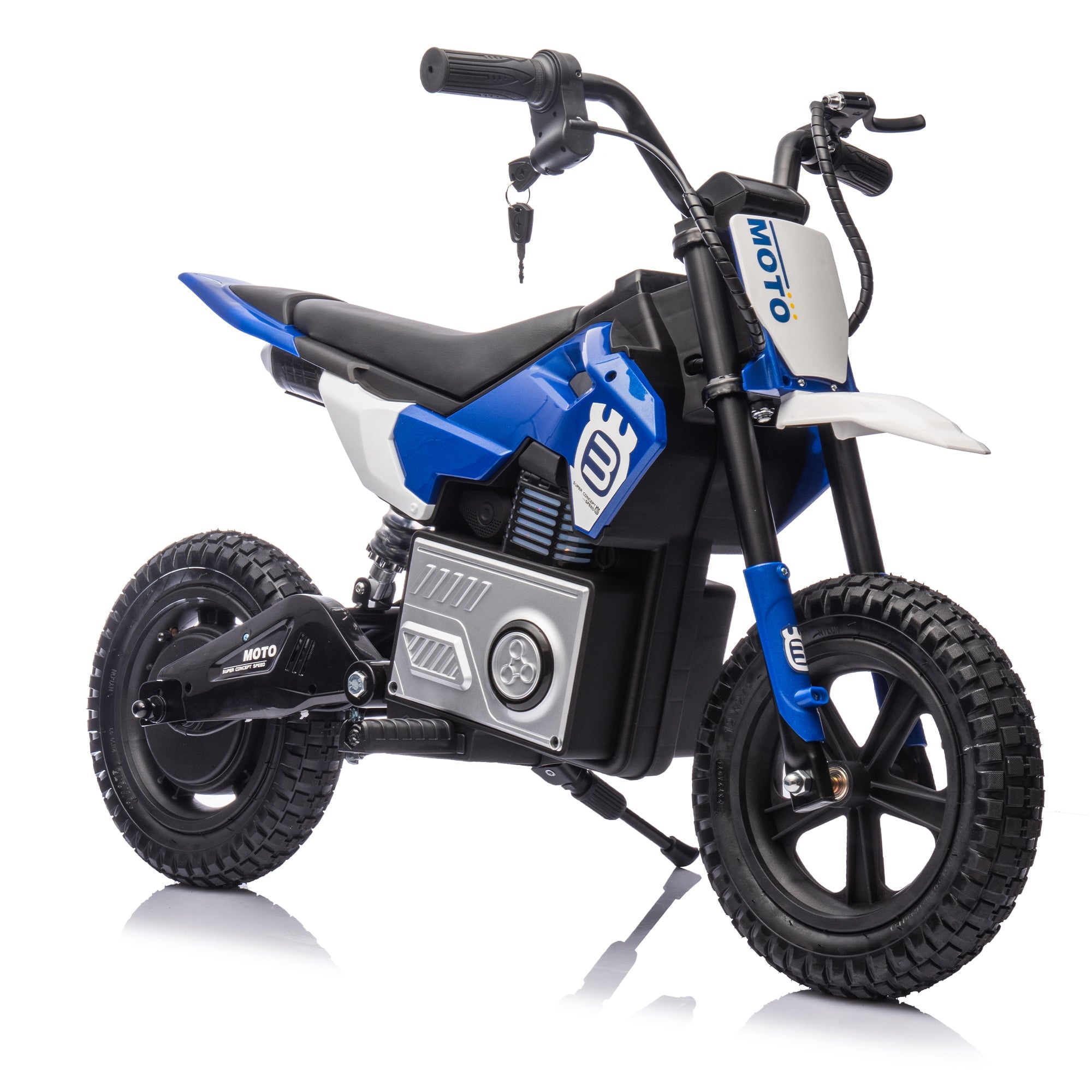 24V Kids Ride On Electric Toy Motocross Motorcycle,200W High Speed Hub Motor,Rear wheel shock absorber,Adjustable speed,LED breath lamp,Bluetooth,Music,Horn,Speeds 3.11-9.32MPH For Kids Aged 5-15.