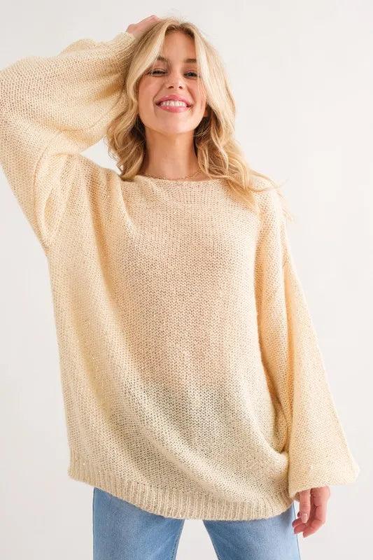 And The Why Sequined Light Weight Pullover Sweater